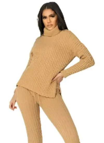 Rib Knit Roll Neck Jumper &amp; Legging Lounge Set