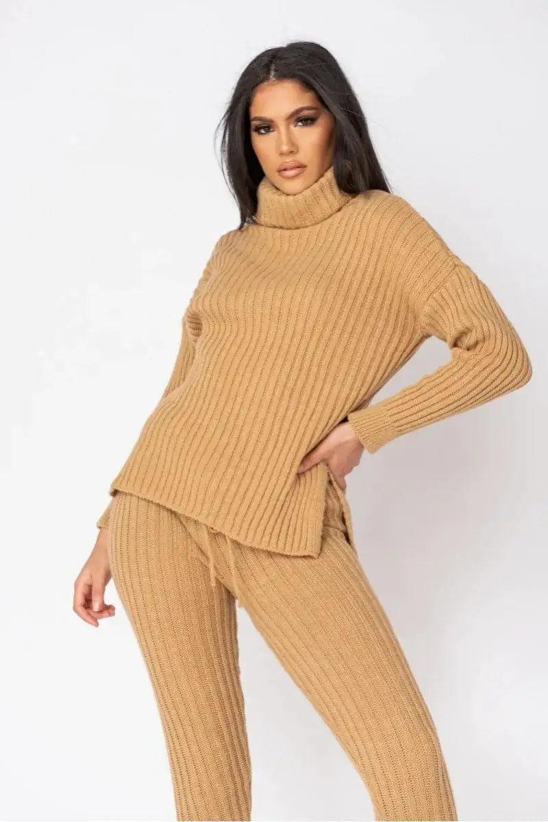 Rib Knit Roll Neck Jumper &amp; Legging Lounge Set