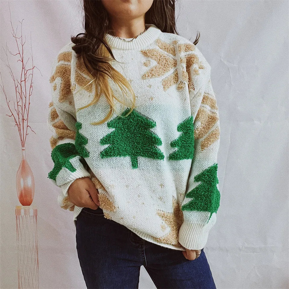 Christmas Sweater Knit Elastic Jumper